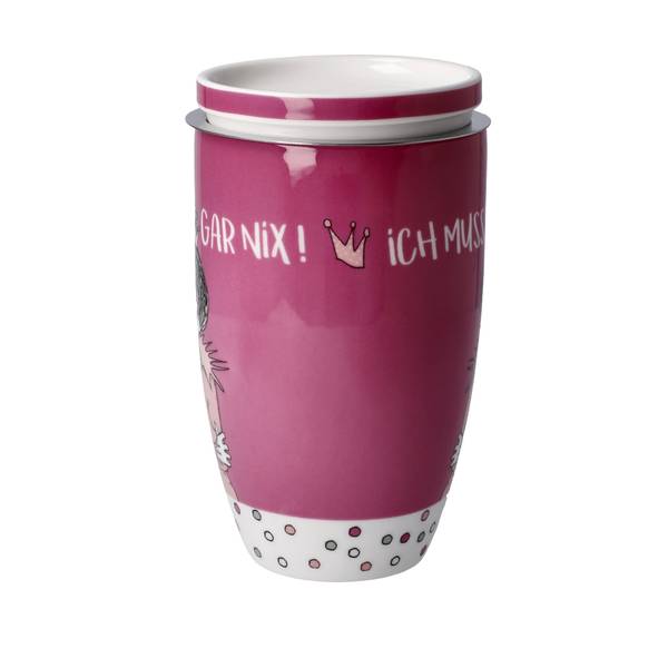 Teetasse Freundlieb - Ich muss gar nix Pink - Porzellan - 8 x 14 x 12 cm