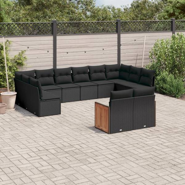 Salon de jardin 3035031-1 lot de 12 Noir - Polyrotin - 55 x 69 x 62 cm