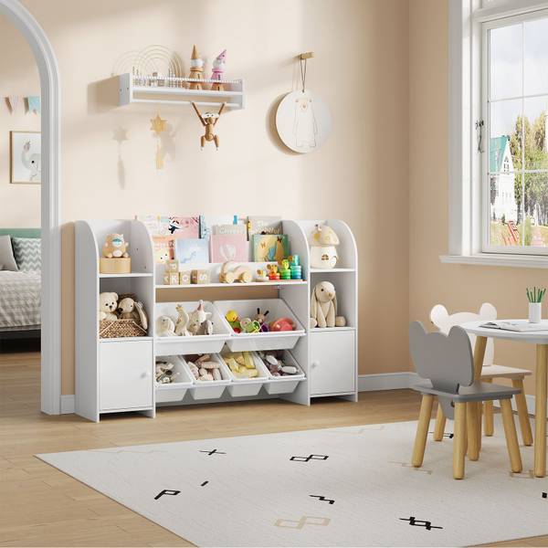 Kinderregal BV-001 Weiß - Holzwerkstoff - Kunststoff - 136 x 90 x 30 cm
