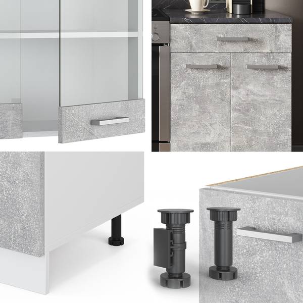 Küchenzeile R-Line 49538 Grau - Weiß - Chrom - 200 x 82 x 46 cm