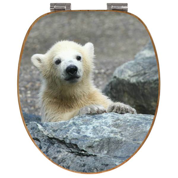 WC-Sitz mit Absenkautomatik Eisbär Baby Grau - Bambus - Holzwerkstoff - 38 x 5 x 49 cm