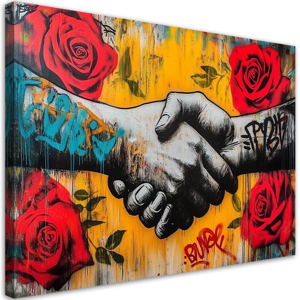 Wandbild händedruck street art banksy 60 x 40 cm