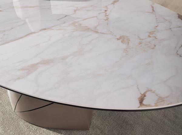 Esstisch 1206 Weiß - Edelstahl - Marmor - 240 x 76 x 120 cm