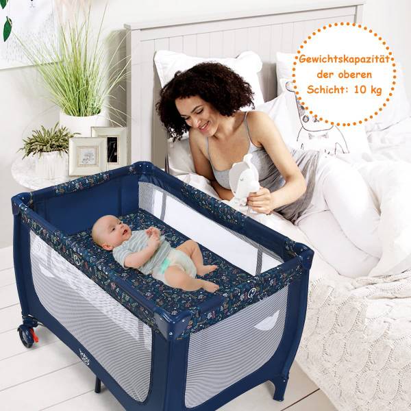 2 in 1 Reisebett klappbar Blau - Textil - 65 x 76 x 125 cm