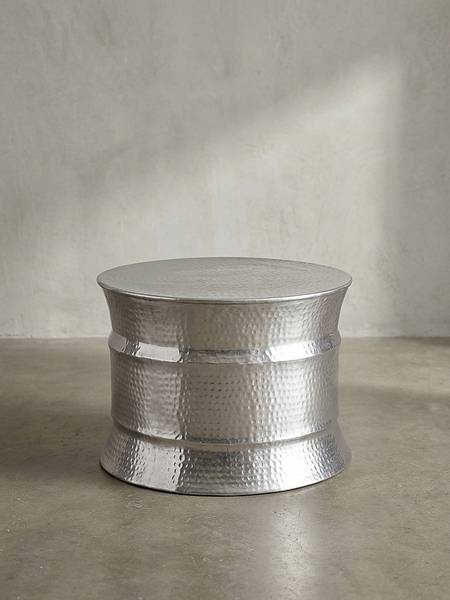 Couchtisch ENNS mit Ringprofil Silber - Aluminium - 62 x 41 x 62 cm