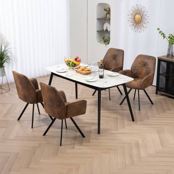 Esszimmerstühlen CALF (2er-Set) Braun - Strukturstoff - 60 x 83 x 60 cm