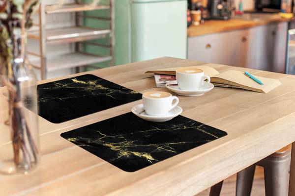 PLATZSETS Marmor 6er-Set Gold - Vinyl - 45 x 30 x 1 cm