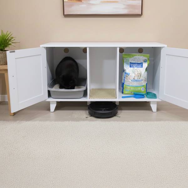 XXL Katzenschrank für Katzenklo Weiß