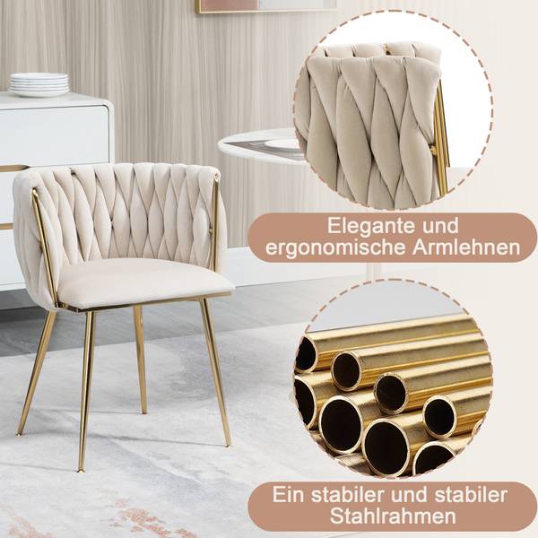 Esszimmerstühle-B2398 2er-Set Beige - Metall - 52 x 72 x 54 cm