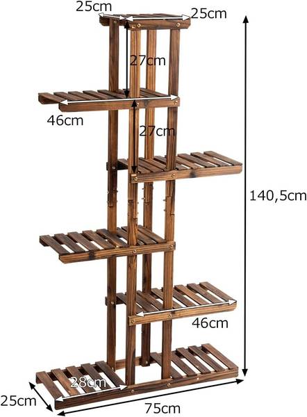 Plantenrek SF5782NL bruin - plaatmateriaal op houtbasis - 75 x 140 x 25 cm