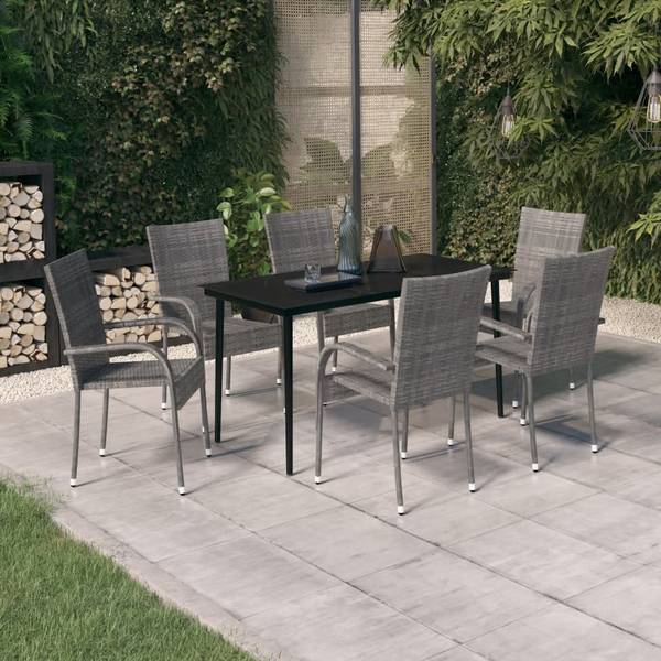 Salle à manger 3013410-3 (lot de 7) Gris - Acier - Polyéthylène - 70 x 74 x 140 cm