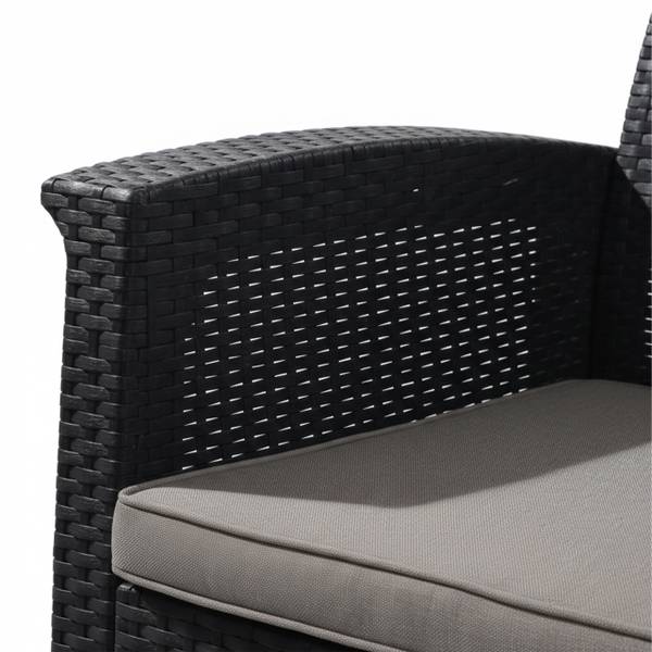 Ensemble de jardin 4 pièces en polyrotin Noir - Gris - Polyester - 122 x 75 x 60 cm
