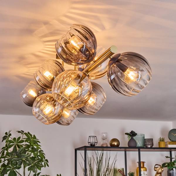 Deckenleuchte Cesaro Braun - Grau - Metall - 24 x 36 x 101 cm