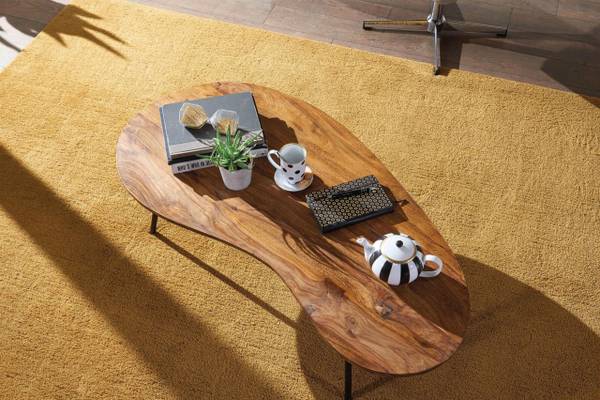 Design Couchtisch DATIA Nierentisch Braun - Sheesham - 122 x 36 x 63 cm