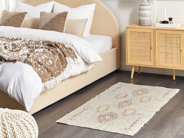 À poil court BETTIAH Beige - Bleu - Rose foncé - Jaune - Fibres naturelles - 80 x 80 x 150 cm