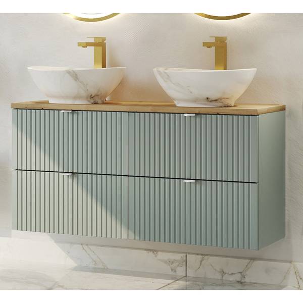 Doppelwaschtisch NEWPORT-56-58 Grün - Holzwerkstoff - 120 x 74 x 40 cm