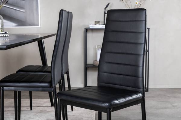 Eetkamerset Dipp 51 (7-delig) zwart - massief hout - 90 x 75 x 180 cm