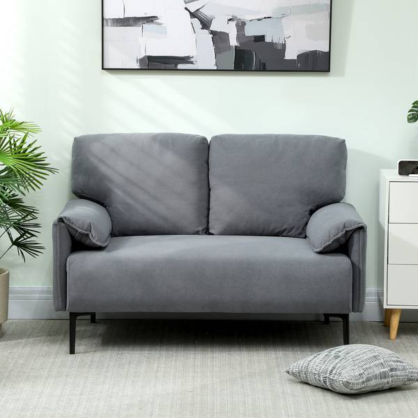 2-Sitzer-Sofa 83B-480V00BK Grau - Samt - 72 x 84 x 127 cm
