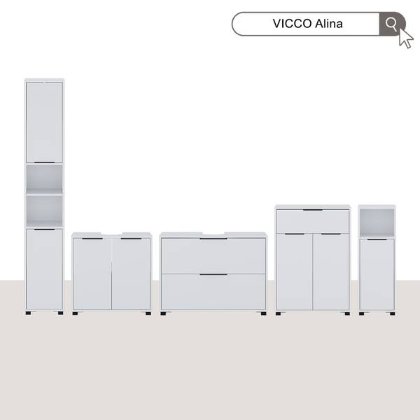 Badkamermeubelset Alina 59648 set van 3 wit - staal - 60 x 60 x 30 cm