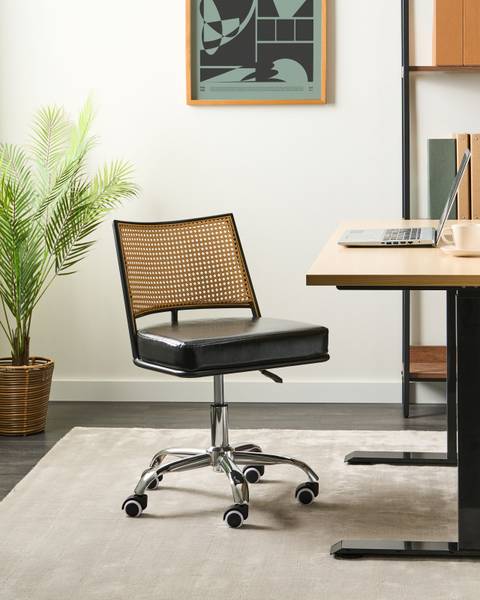Bürostuhl NOME Schwarz - Braun - Silber - Kunstleder - 50 x 73 x 50 cm
