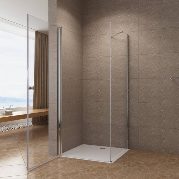 Duschtür 180° Drehtür mit Seitenwand 75 x 70 cm