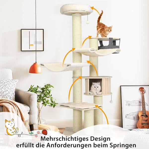 Kratzbaum PS7476NA+ Beige - Holzwerkstoff - 56 x 197 x 75 cm
