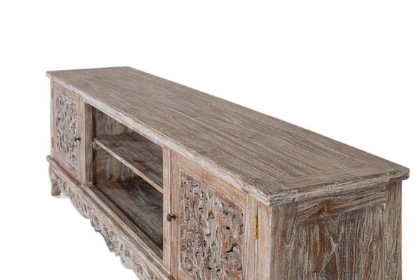 TV-Schrank 2321 Weiß - Massivholz - 42 x 64 x 190 cm