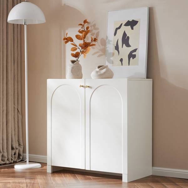 Zijkastje ArcLucy Ⅱ wit - plaatmateriaal op houtbasis - 80 x 80 x 40 cm