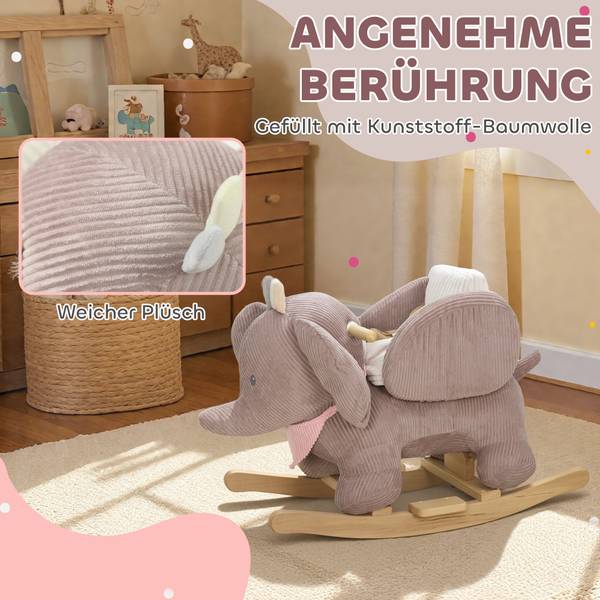 Schaukelpferd 330-208V00BN Braun - Textil - 32 x 49 x 65 cm