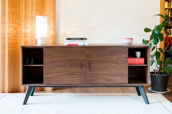 Sideboard Hinda Braun - Holz teilmassiv - 45 x 75 x 160 cm
