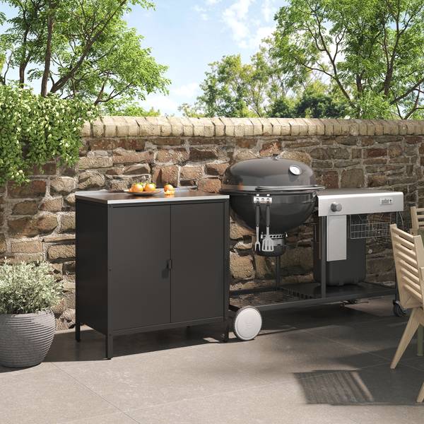 Outdoor Schrank Bolognano Schwarz - Edelstahl - Stahl - 80 x 92 x 50 cm