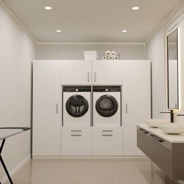 Armoire pour machine à laver Dublin Blanc - Bois manufacturé - 253 x 211 x 70 cm