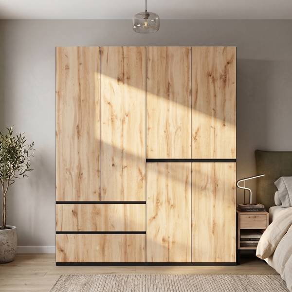 Kleiderschrank NATSHUAN148 Ⅴ Braun - Holzwerkstoff - 180 x 200 x 50 cm