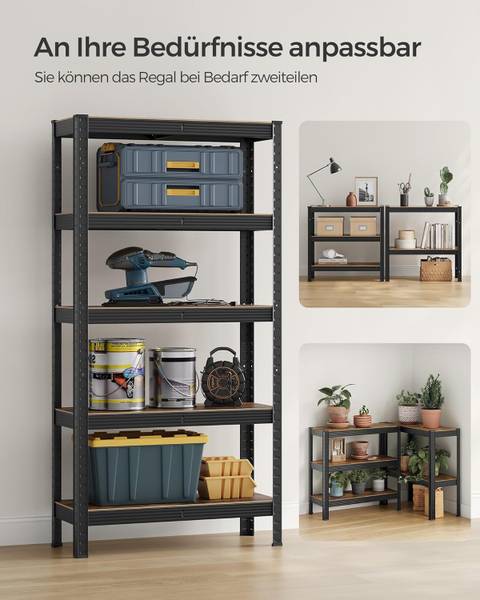 Schwerlastregal 100688 Schwarz - Stahl - 84 x 36 x 8 cm