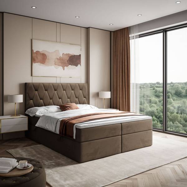 Kontinentalbett mit Bettkasten IZOLDA Dunkelbraun - Liegefläche Breite: 160 cm