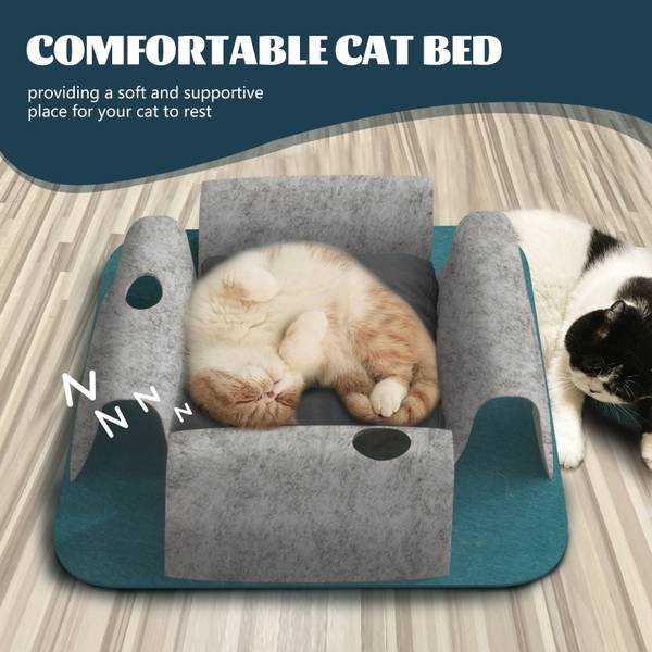 Tunnel pour chat KB Bleu - Blanc - Polyester - 35 x 14 x 35 cm