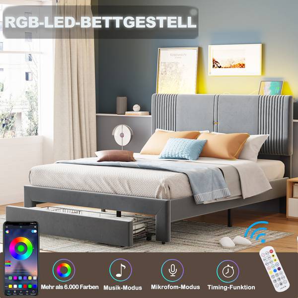 Kinderbett ｜K-250 Grau - Metall - 145 x 113 x 200 cm