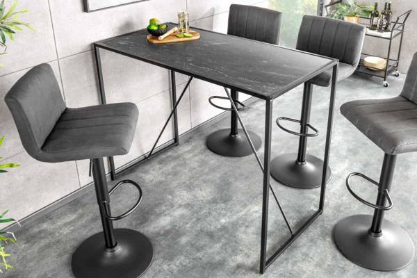 Bartisch SLIM LINE Schwarz - Holzwerkstoff - Metall - 120 x 105 x 60 cm