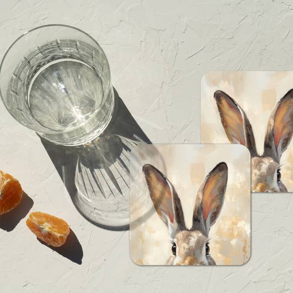 GLASUNTERSETZER Hasenohren 6er-Set Beige - Kork - Holzwerkstoff - 10 x 1 x 10 cm