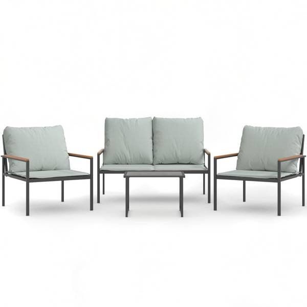 4-tlg. Garten-Lounge-Set XT2459 Grau - Kunststoff