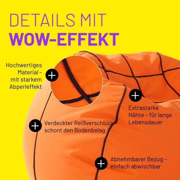 Sitzsack Sport Basketball Orange - Kunststoff - 110 x 60 x 110 cm