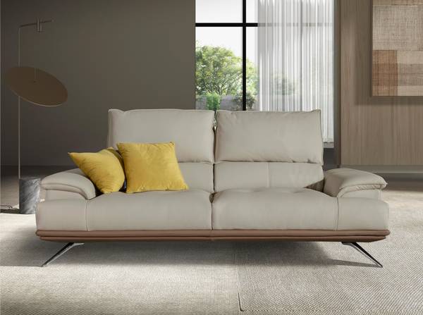 Canapé 3 places en cuir taupe gris Largeur de la surface de couchage : 117 cm