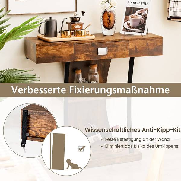 T-förmiger Konsolentisch Eiche Vintage Dekor