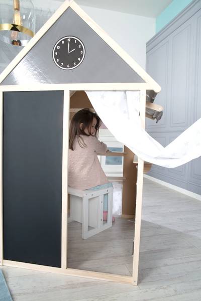 Maison de jeu Étoiles Gris - Bois manufacturé - 83 x 129 x 94 cm