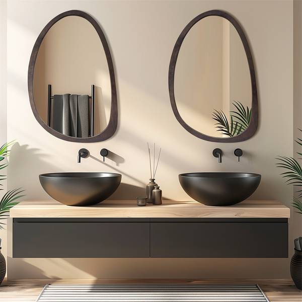 Miroir YSJ-X57 Marron - Hévéa - 3 x 70 x 50 cm