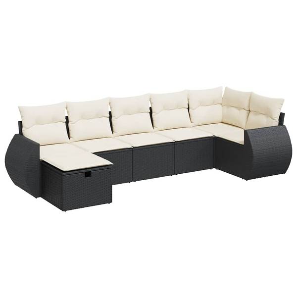 Garten-Lounge-Set 3036453-4 7-teilig Schwarz - Creme