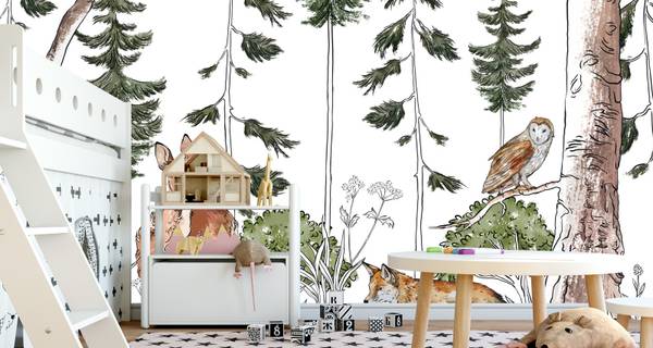 Papier Peint ANIMAUX Arbres Plantes 90 x 60 x 60 cm