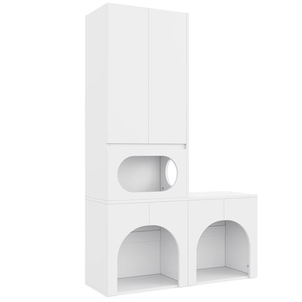 Dierenkast LucyZoo Ⅳ wit - plaatmateriaal op houtbasis - 45 x 195 x 140 cm