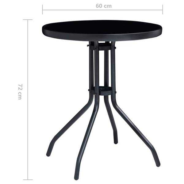 Bistro-Set 3011555 3-teilig Schwarz - Flachgewebe - Aluminium - Klarglas - 110 x 109 x 56 cm