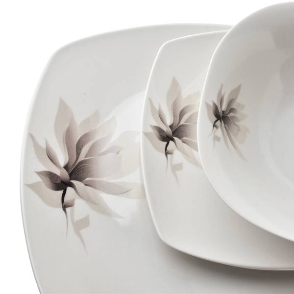 Tafelservice MAGNOLIA 18-tlg. Weiß - Fine Bone China - Glas - 18 x 5 x 16 cm